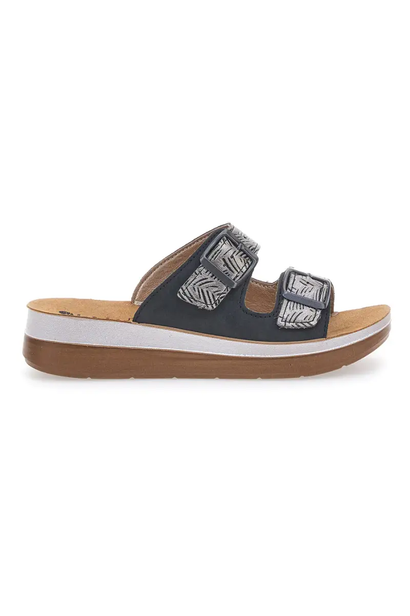 Ciabatte nere con fantasia e doppia fibbia INBLU 190 TF [NERO]