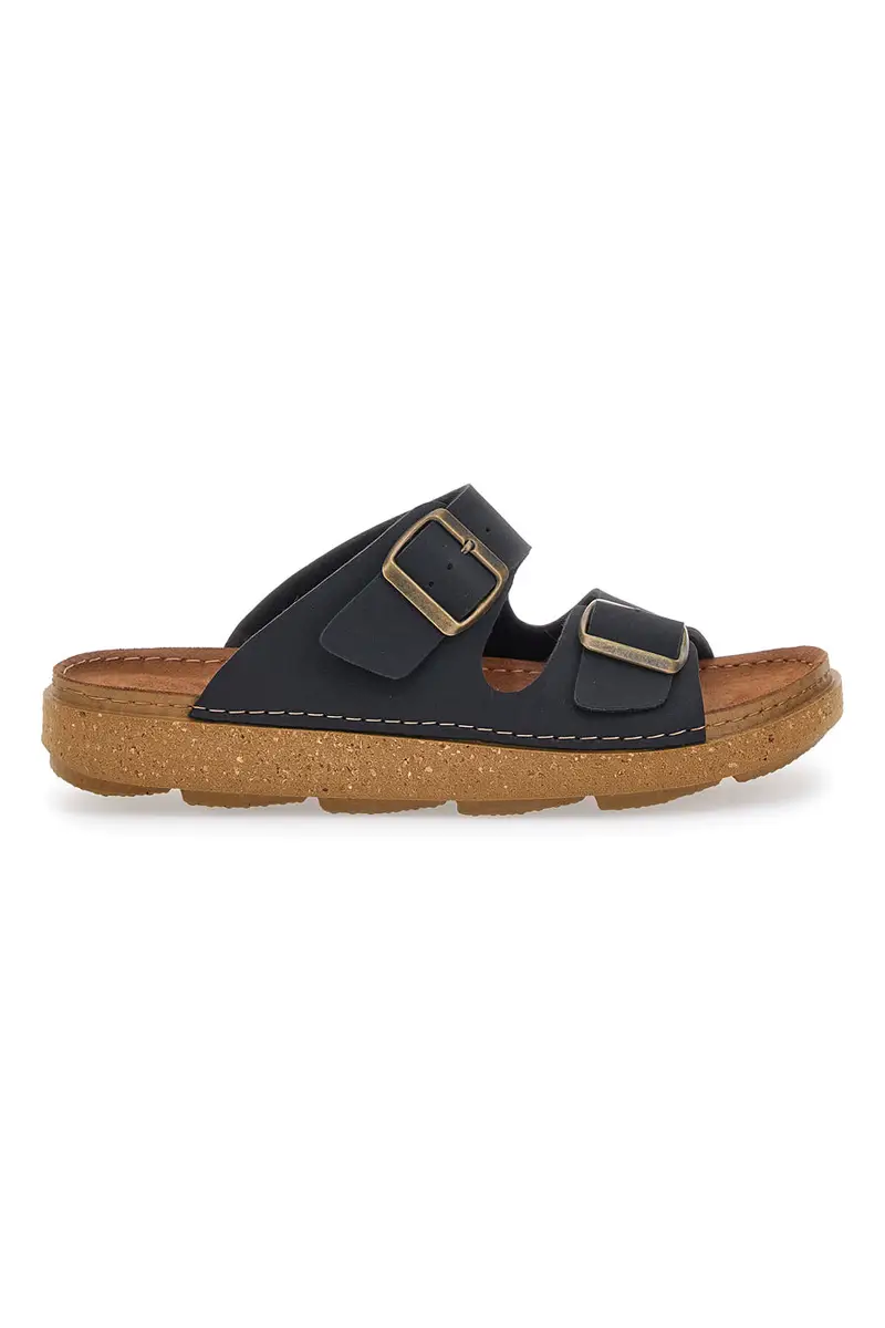 Ciabatte Nere Con Fibbie e Sottopiede in Pelle Inblu 16 Mt [NERO]