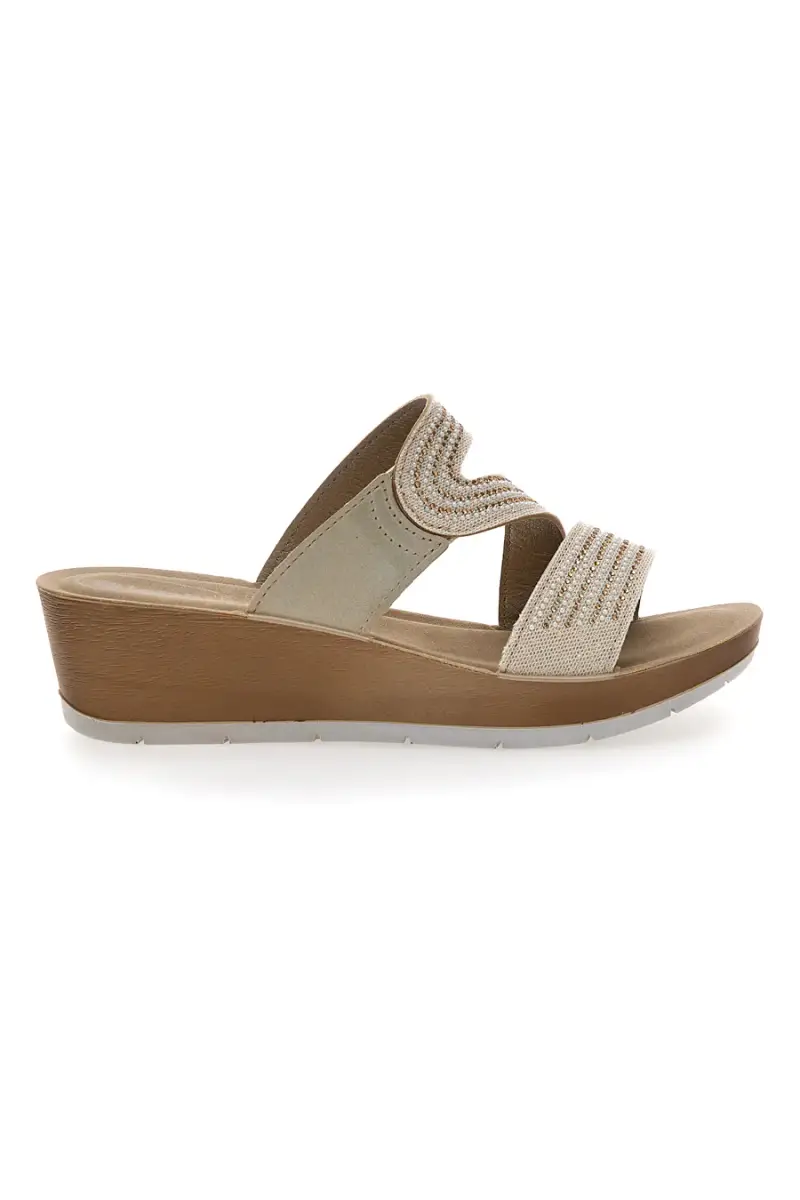 Ciabatte Platino con Zeppa e Strass Inblu 18 RN [PLATINO]