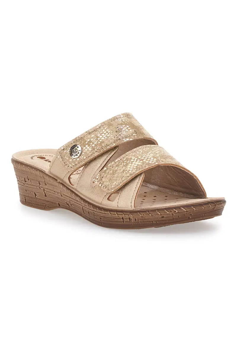 Ciabatte Sabbia Con Zeppa e Strappo in Velcro InBlu 2678 [SABBIA] miniatura 2