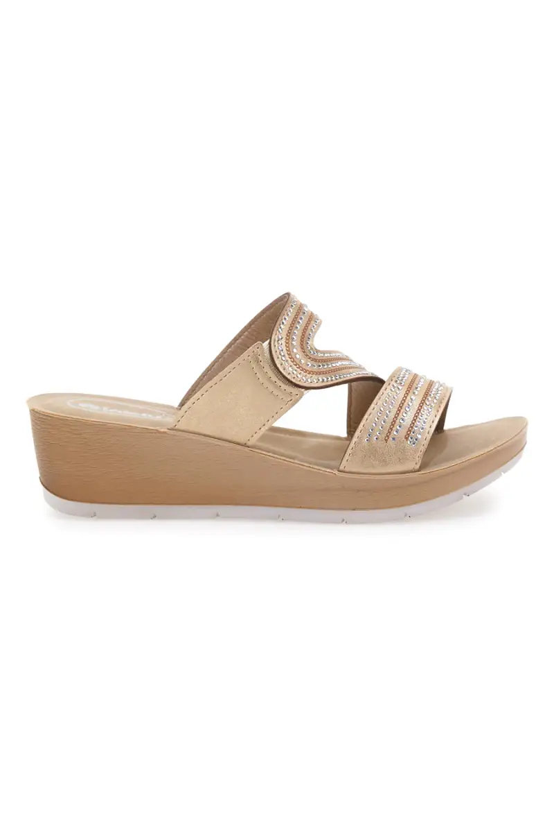 Ciabatte Sabbia con Zeppa e Strass Inblu 23RN [SABBIA]