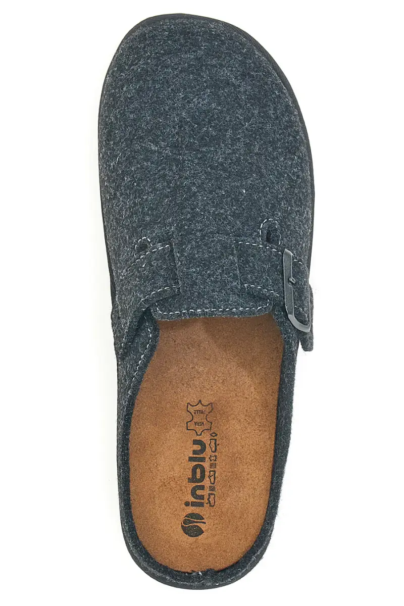 Pantofola grigio scuro in feltro con fibbia regolabile Inblu 24 SI [GRIGIO] miniatura 3