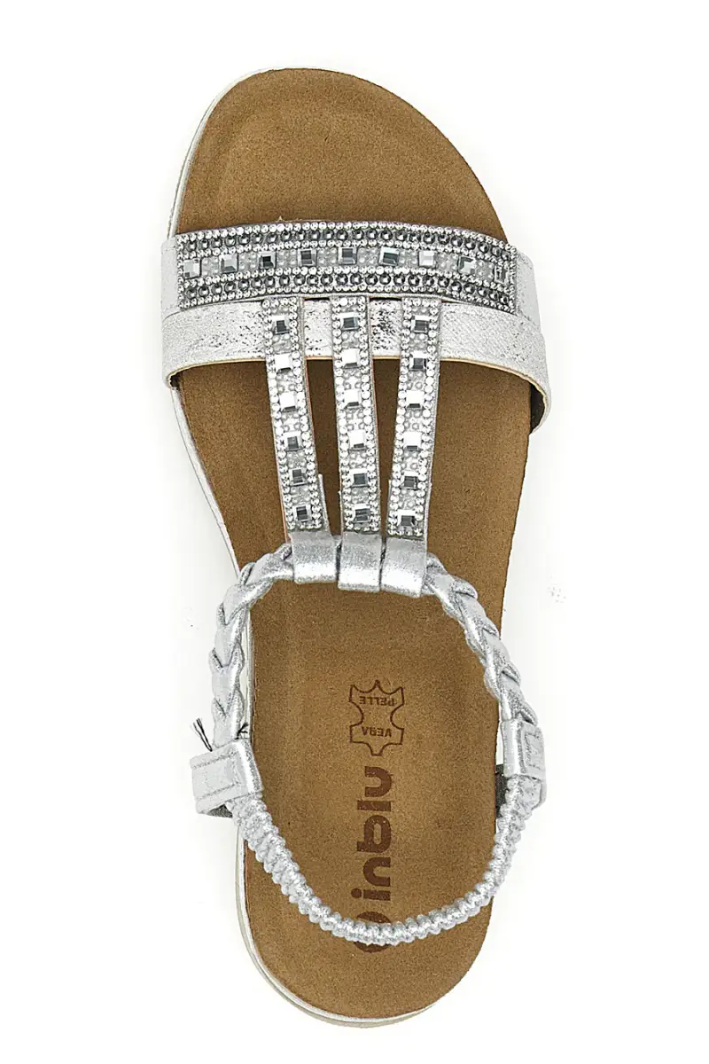 Sandali bassi argento con strass e fascia intrecciata INBLU 11 MF [ARGENTO] miniatura 3