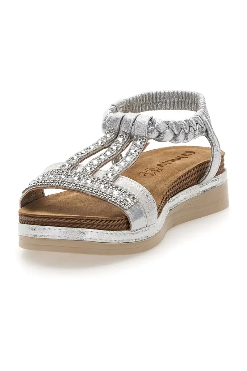 Sandali bassi argento con strass e fascia intrecciata INBLU 11 MF [ARGENTO] miniatura 4