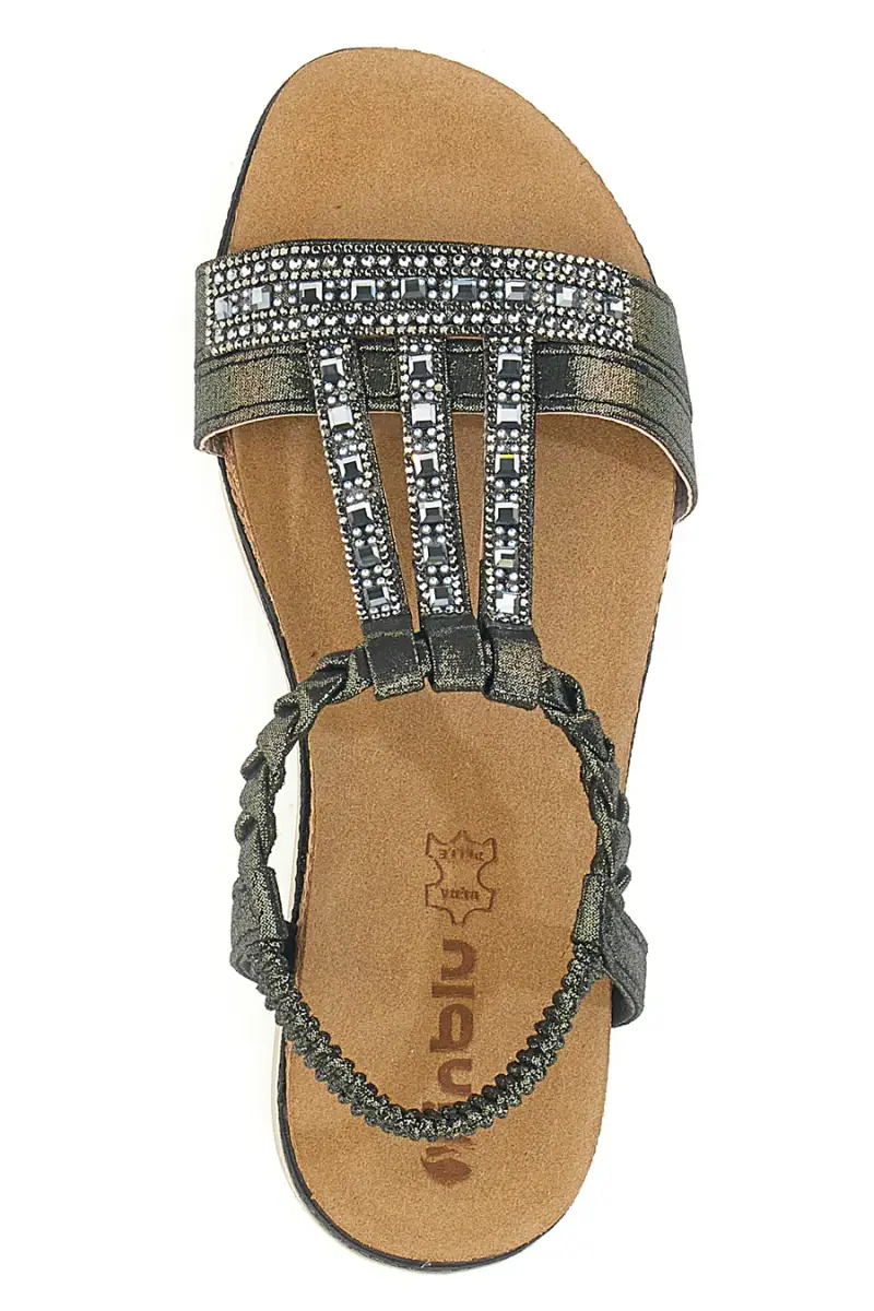 Sandali bassi neri con strass e fascia intrecciata INBLU 11 MF [NERO] miniatura 3