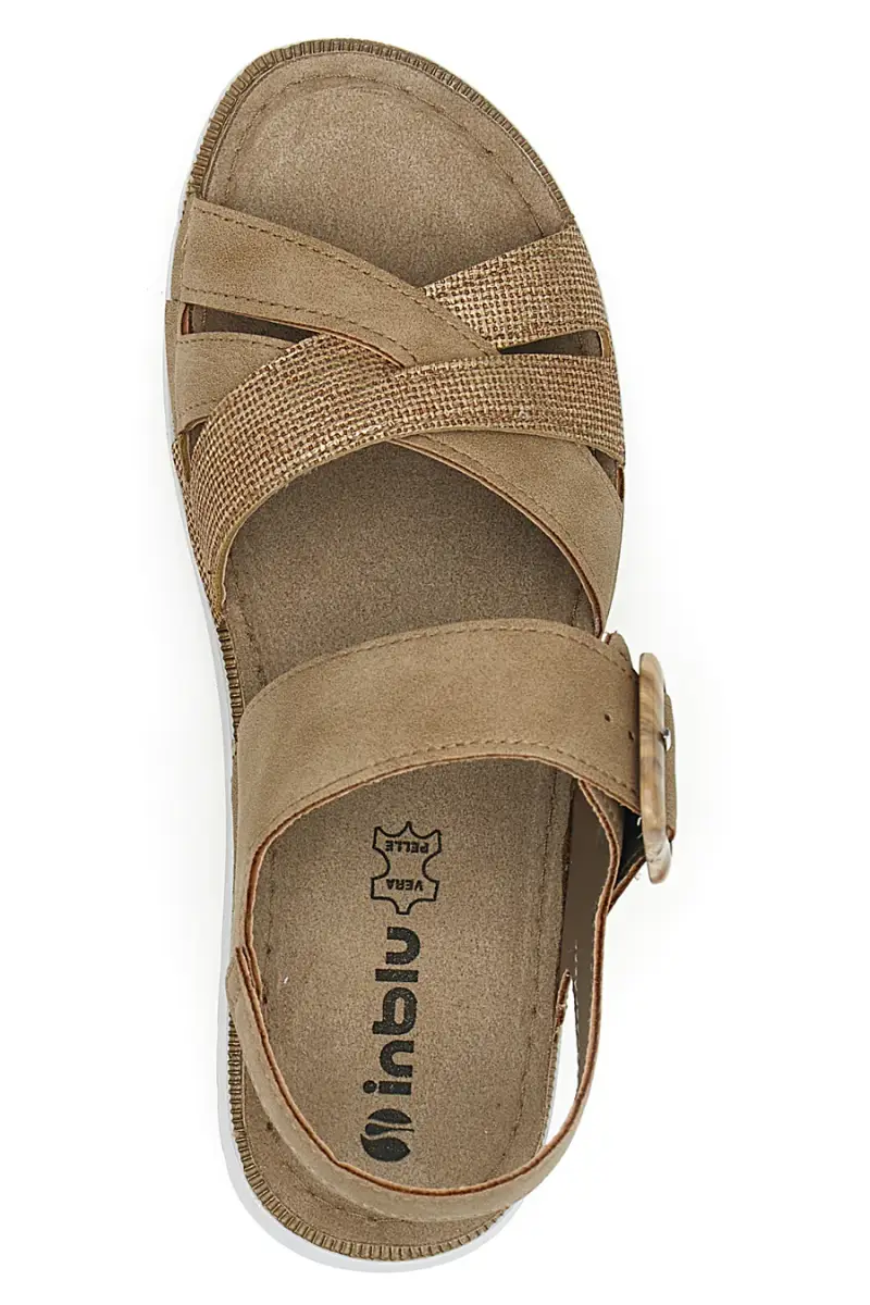 Sandali beige con sottopiede comfort In Blu 47CN [SABBIA] miniatura 3