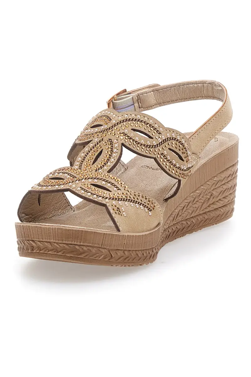 Sandali beige con zeppa decorati Inblu 14 GO [SABBIA] miniatura 4