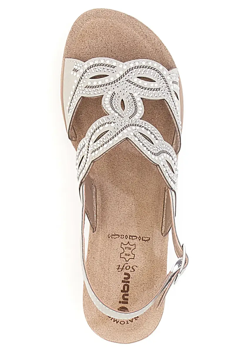 Sandali Bianchi con zeppa decorati Inblu 14 GO [GHIACCIO] miniatura 3