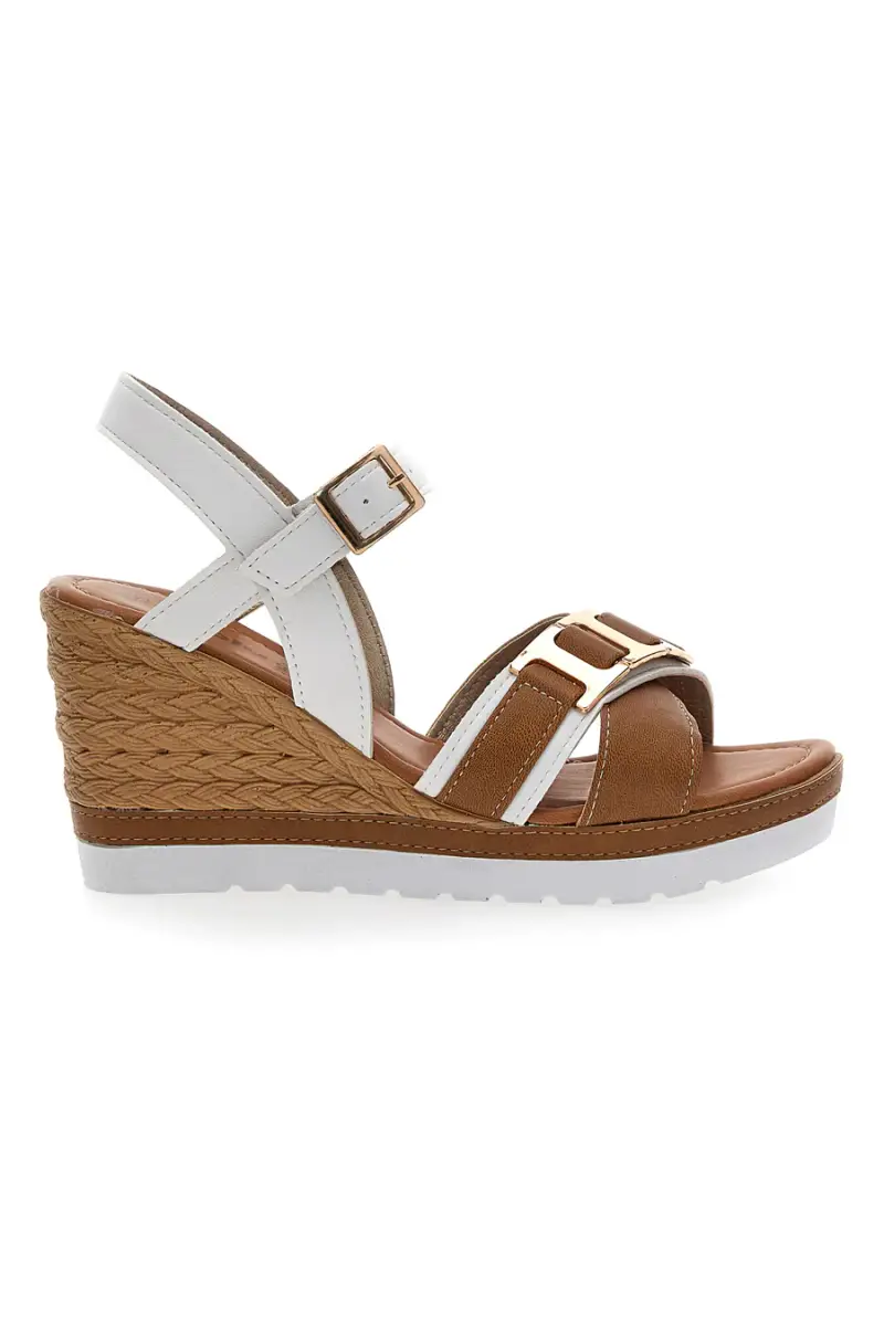 Sandali Bianchi Con Zeppa e Cinturino Alla Caviglia Inblu FG [BIANCO]