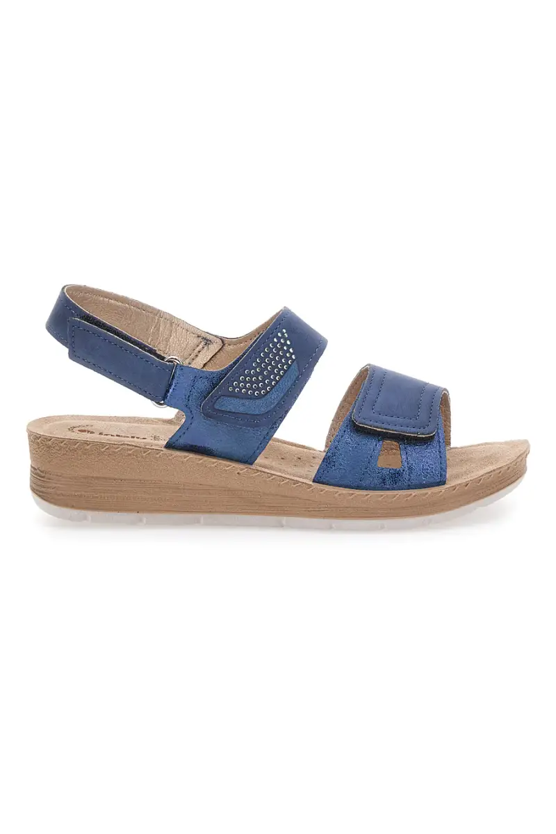 Sandali Blu con Fascia a Velcro e Sottopiede in Pelle INBLU 61 FC [BLUE]