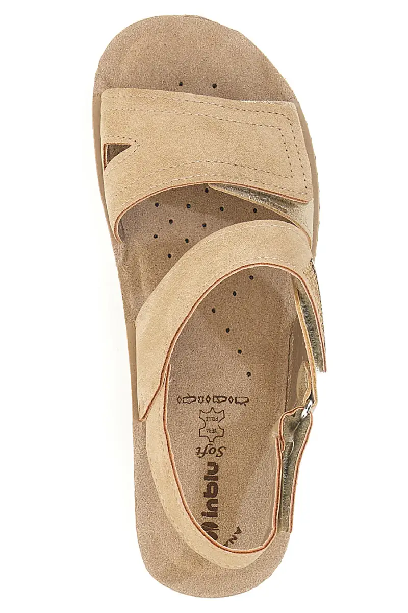 Sandali Blu con Fascia a Velcro e Sottopiede in Pelle INBLU 61 FC [SABBIA] miniatura 3