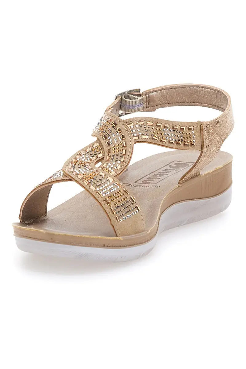 Sandali dorati con strass comfort INBLU 43BV [SABBIA] miniatura 3