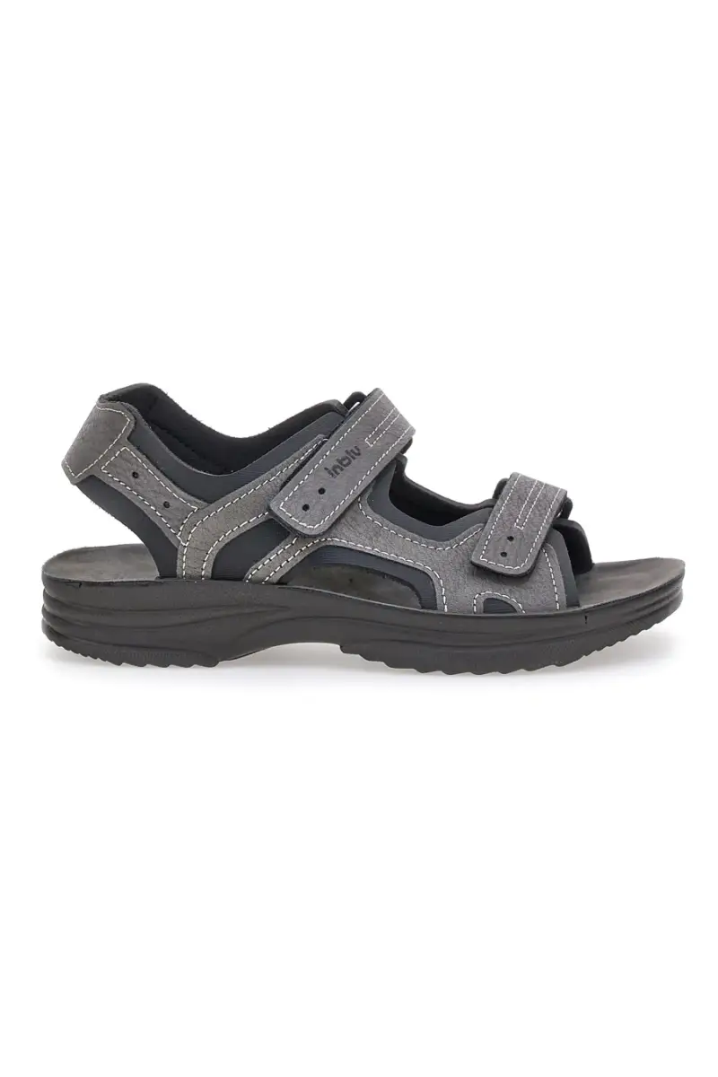 Sandali Grigi Con Strappi in Velcro Inblu 28 RY [GRIGIO]