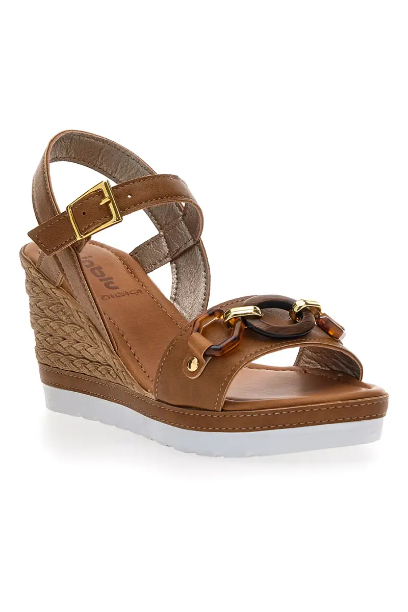 Sandali Marroni Con Zeppa e Cinturino Alla Caviglia Inblu FG [CAMEL] miniatura 2