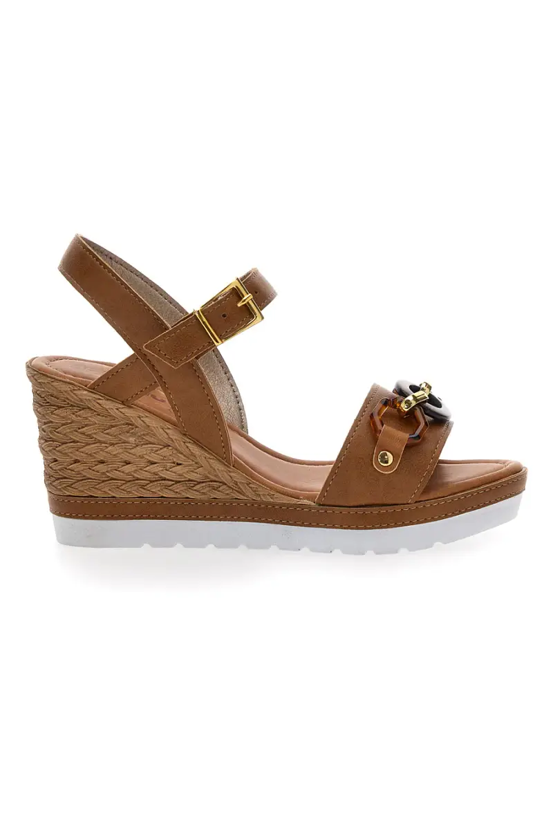 Sandali Marroni Con Zeppa e Cinturino Alla Caviglia Inblu FG [CAMEL]