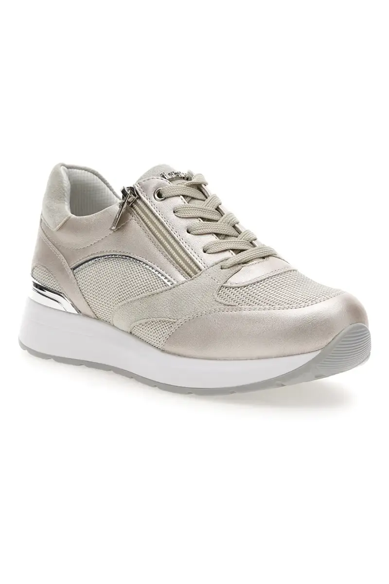 Sneakers beige perlato con zip laterale e zeppa Inblu 472IN [PLATINO] miniatura 2