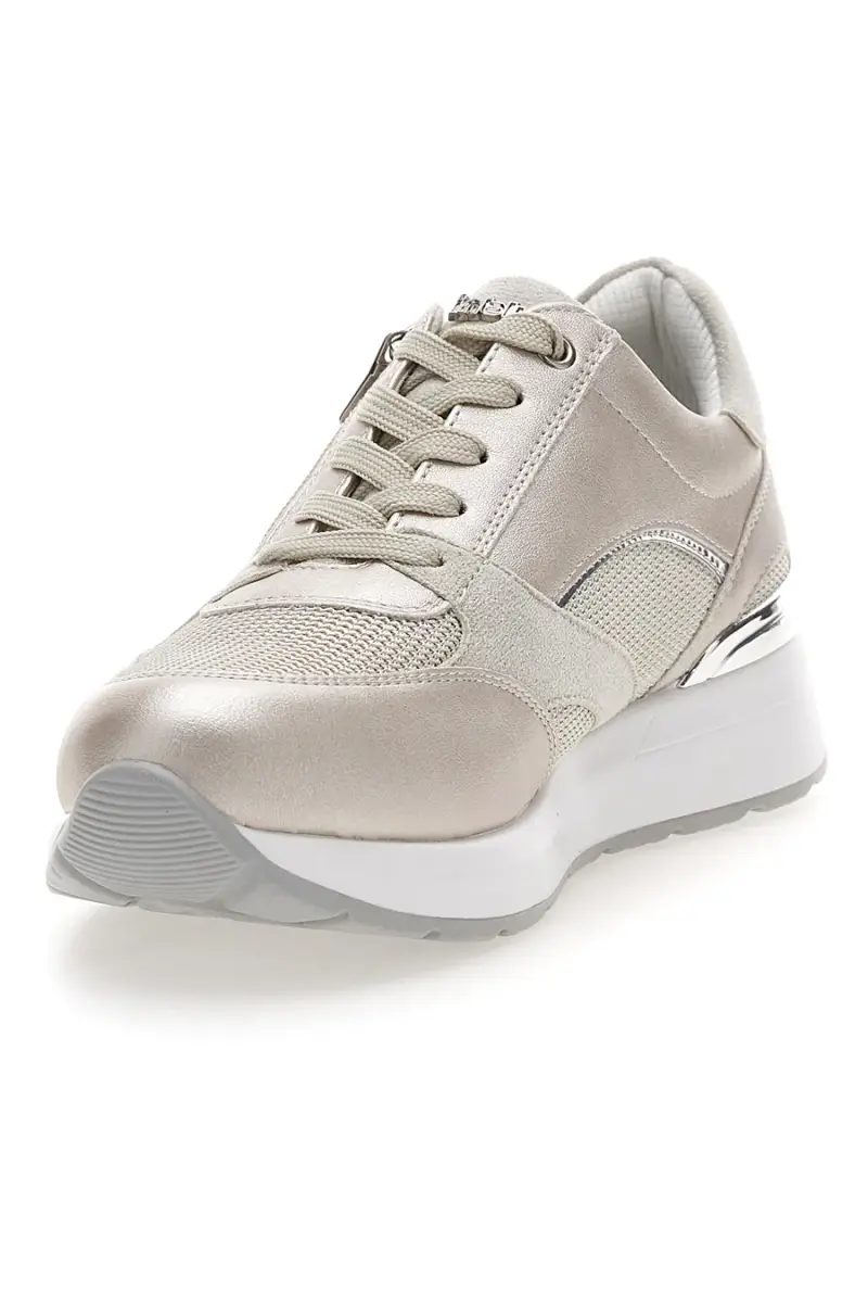 Sneakers beige perlato con zip laterale e zeppa Inblu 472IN [PLATINO] miniatura 3