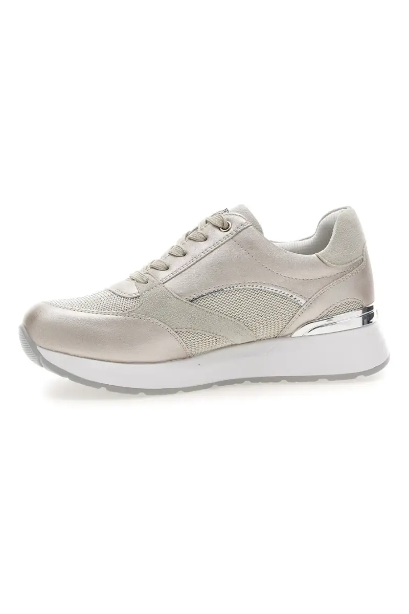 Sneakers beige perlato con zip laterale e zeppa Inblu 472IN [PLATINO] miniatura 4