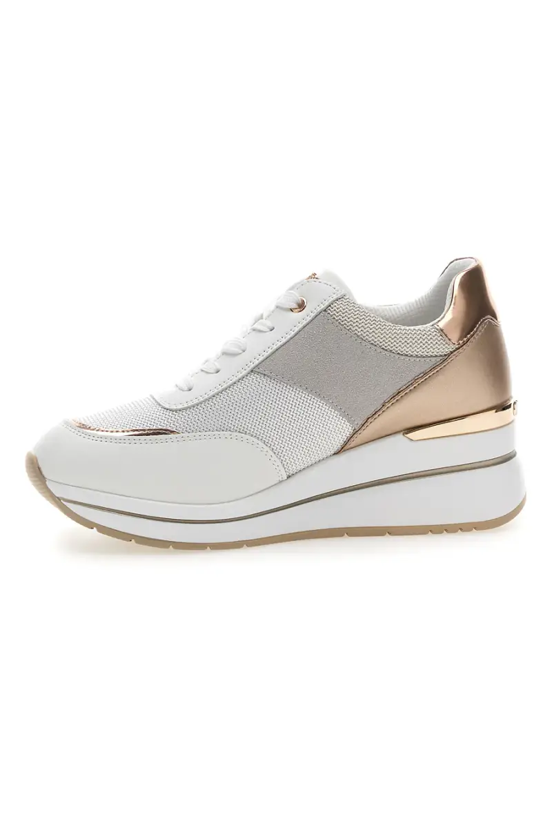Sneakers bianche con dettagli oro rosa e zeppa Inblu 486IN [BIANCO] miniatura 4