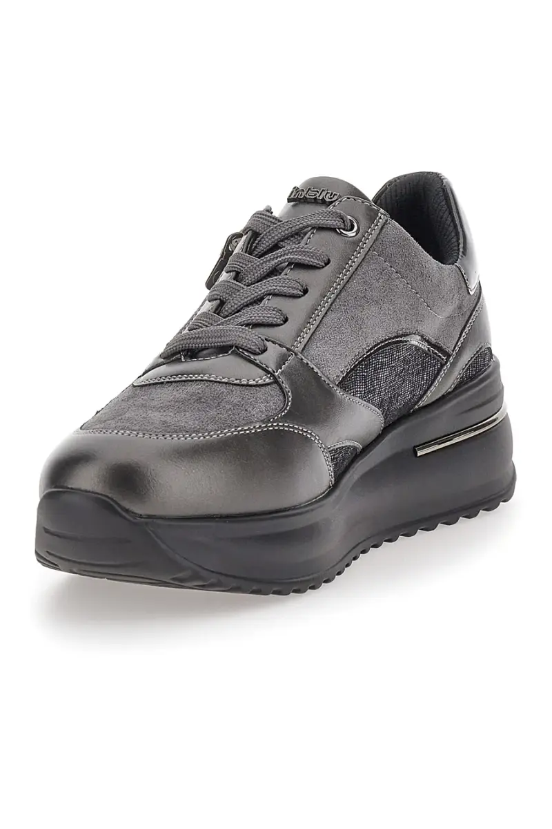Sneakers Grigie Con Platform 5 Cm Inblu in406025 [GRIGIO] miniatura 3