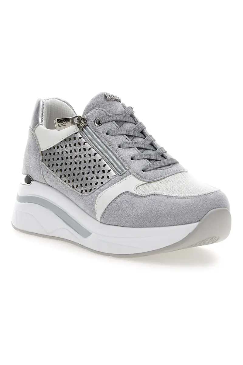 Sneakers grigie traforate con zip e zeppa Inblu 481IN [GRIGIO] miniatura 2