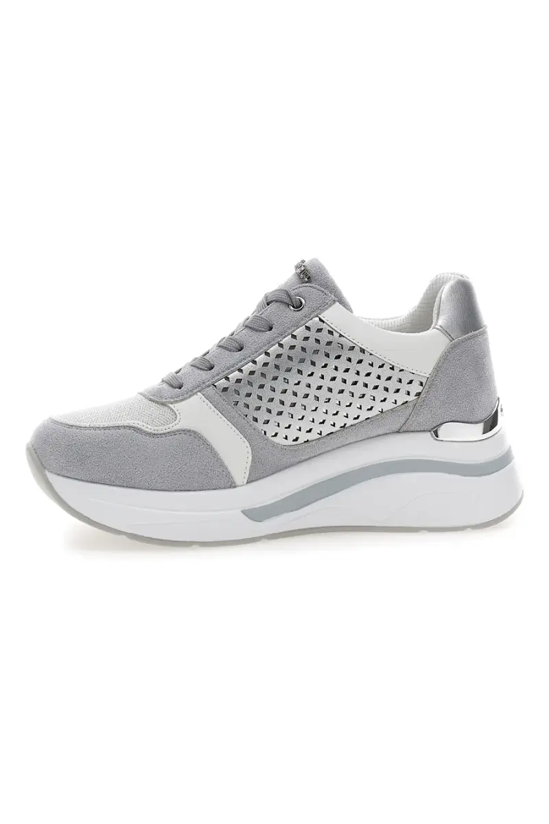 Sneakers grigie traforate con zip e zeppa Inblu 481IN [GRIGIO] miniatura 4