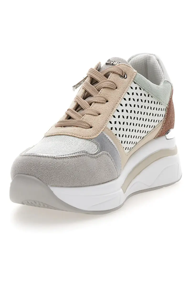 Sneakers multicolore traforate con zip e zeppa Inblu 481IN [ARGENTO] miniatura 3