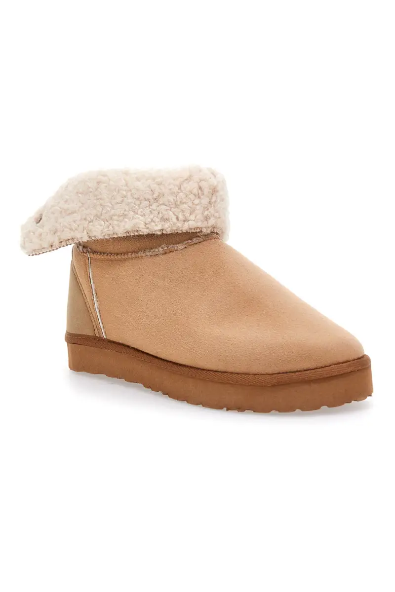 Stivaletti pantofola beige con risvolto in pelo e interno caldo Inblu 23 FX [CAMEL] miniatura 2