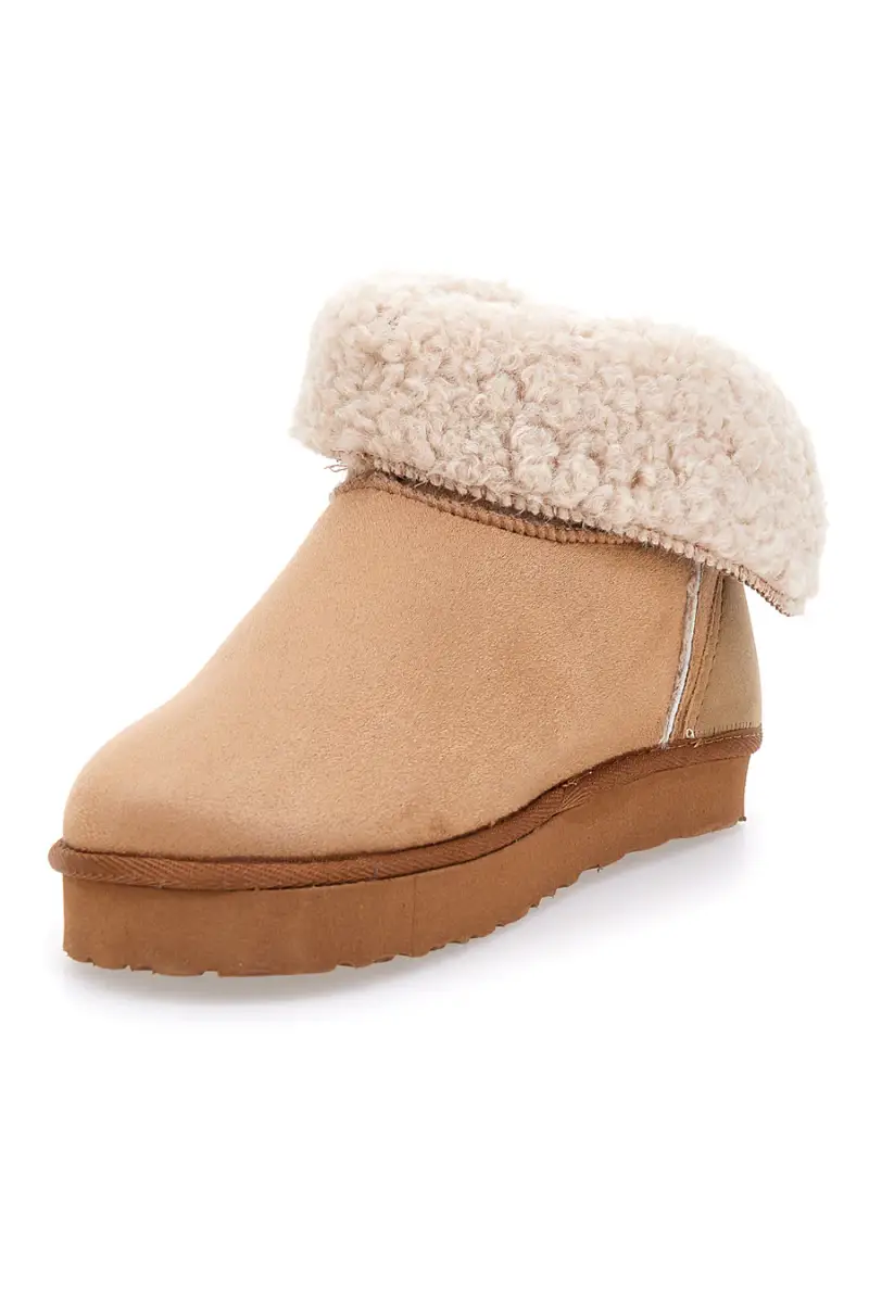 Stivaletti pantofola beige con risvolto in pelo e interno caldo Inblu 23 FX [CAMEL] miniatura 4