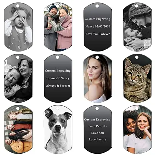 INBLUE Collana con Ciondolo Personalizzato Etichetta per Cani Data/Testo/Foto Collana in Acciaio Inossidabile per Uomo miniatura 2