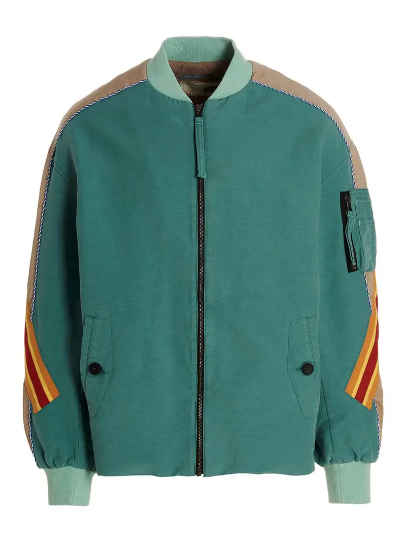 Bomber con bande in contrasto Azzurro