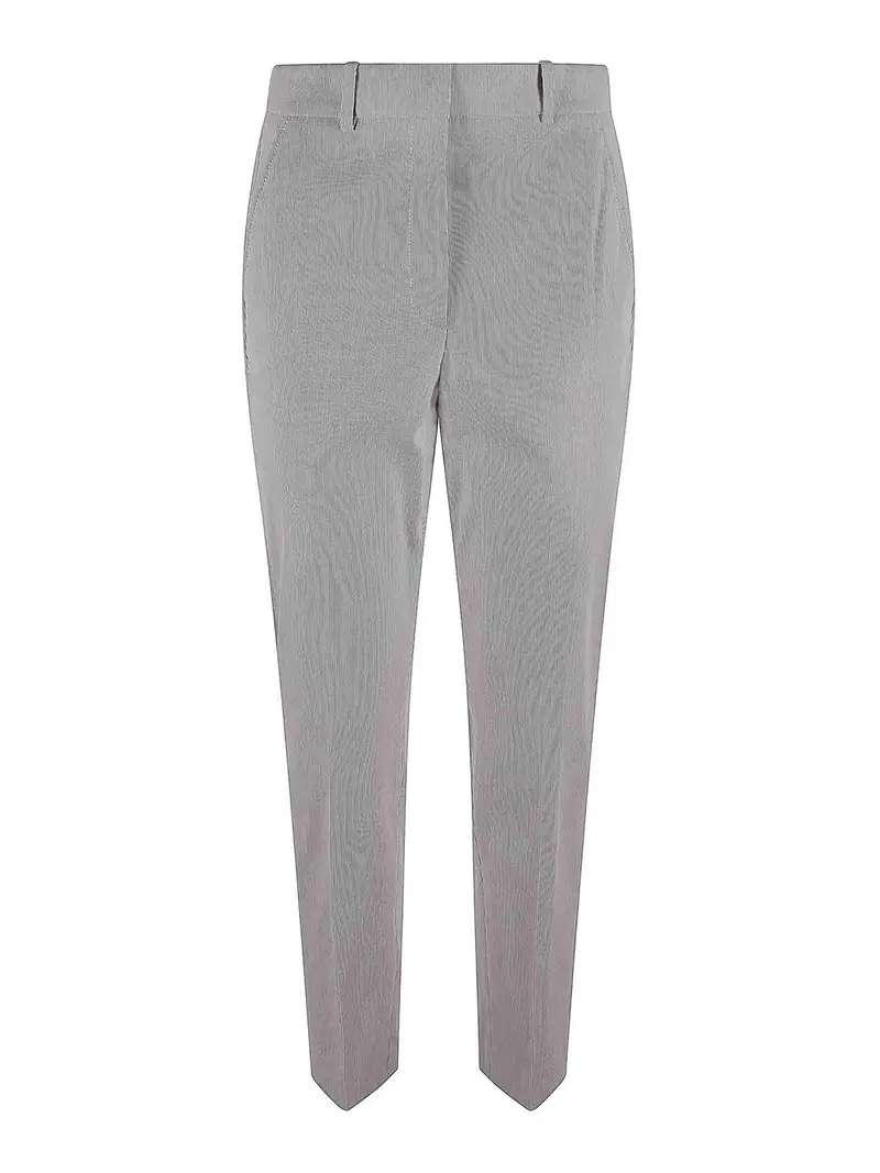 Pantalone In Cotone Stretch Millerighe Marrone