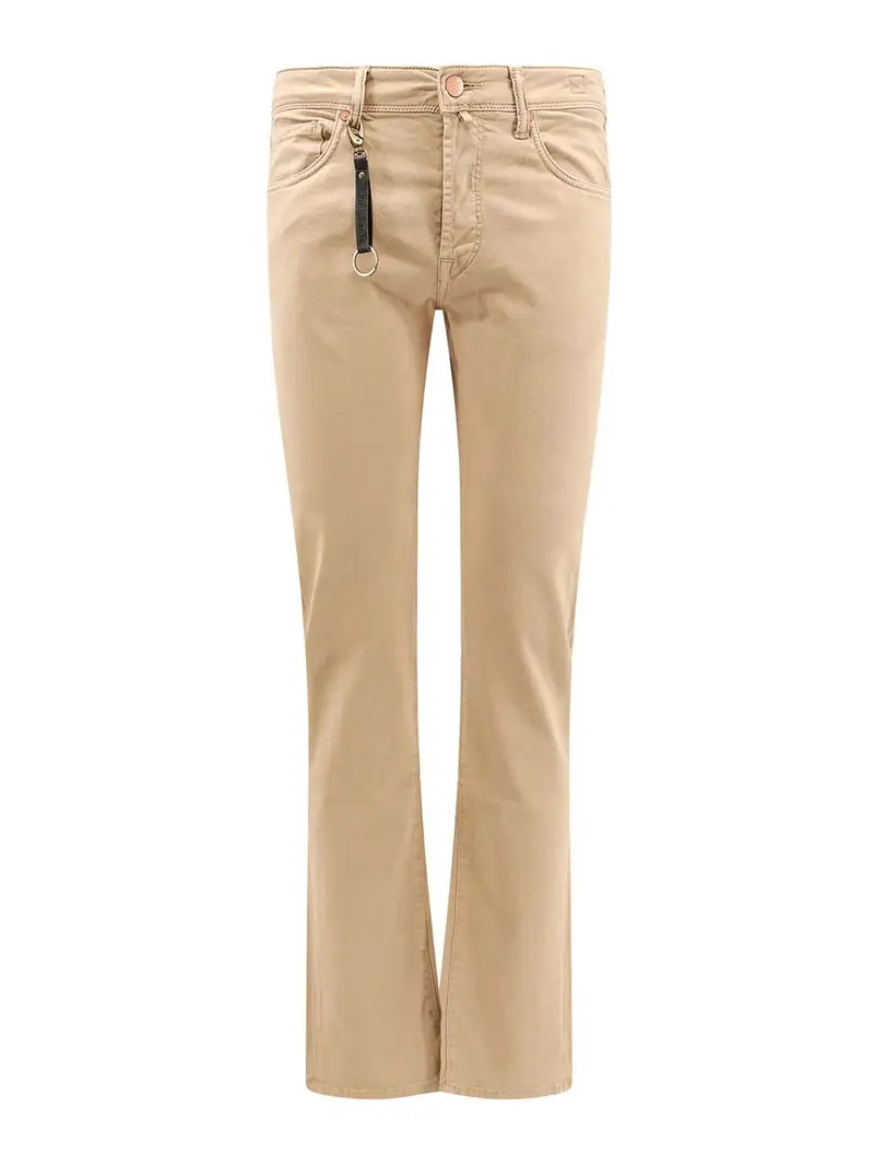 Pantaloni in cotone stretch con logo Beige
