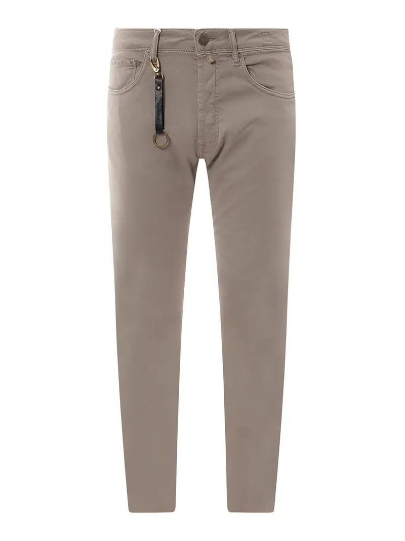 Pantaloni in cotone stretch con logo Grigio