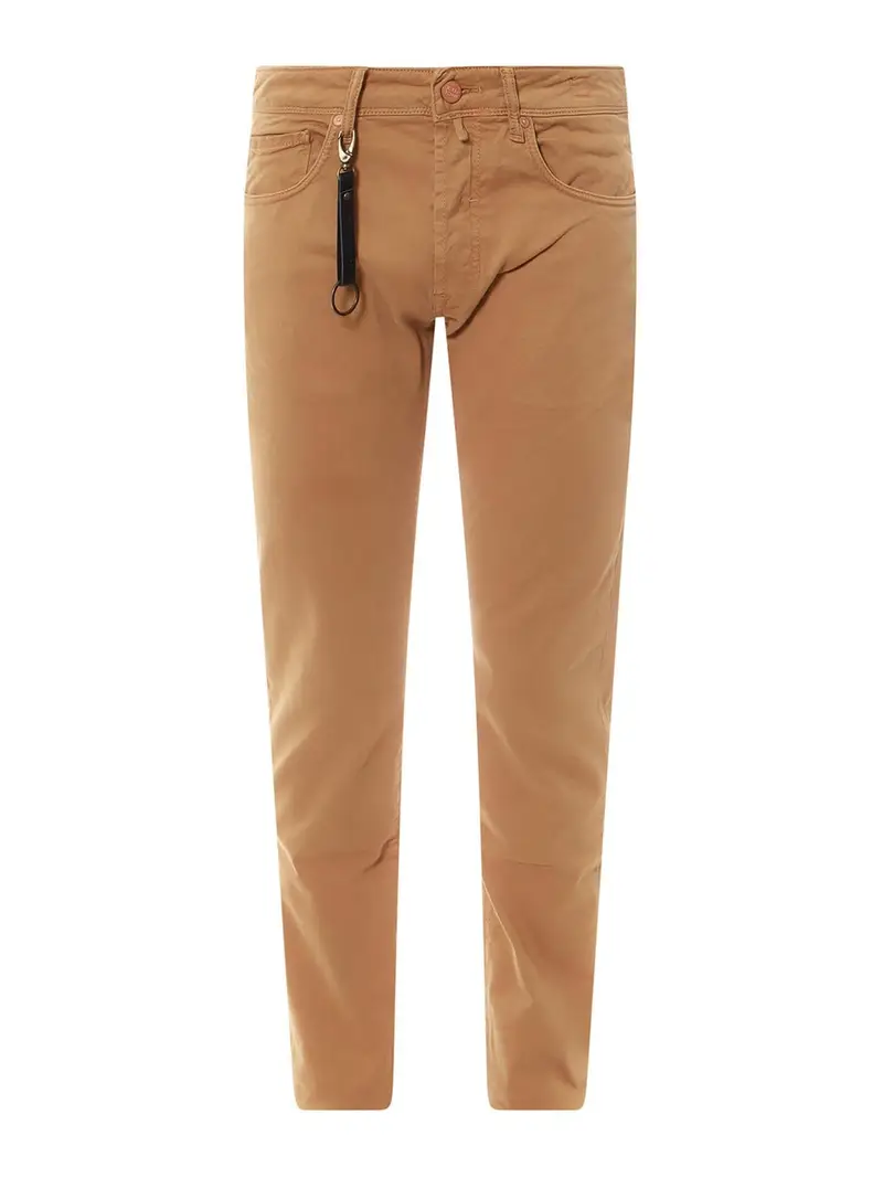 Pantaloni in cotone stretch con logo Marrone