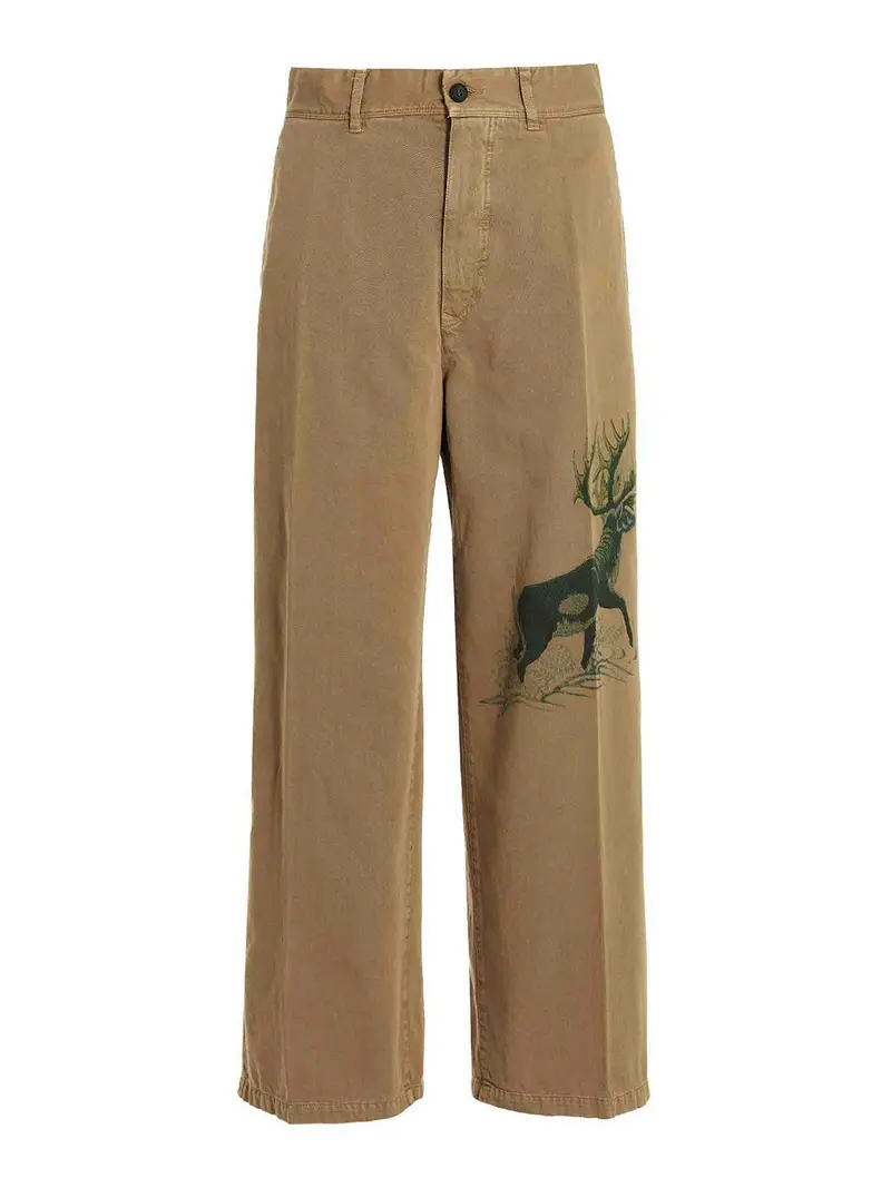 Pantaloni in cotone stampato Beige