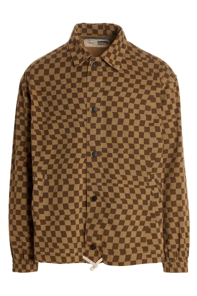 Overshirt Stampa Check Marrone