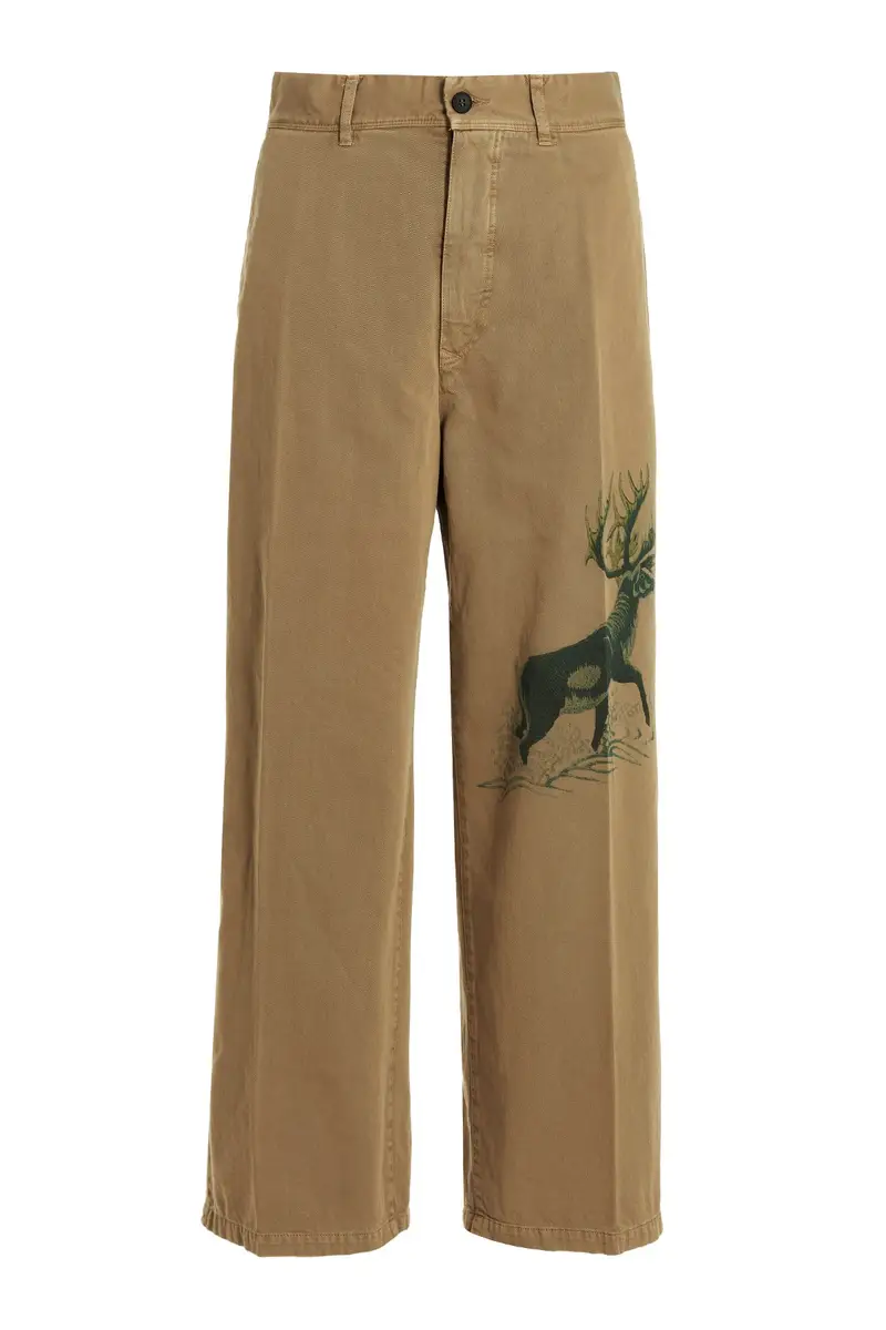 Pantalone Cotone Stampa Beige