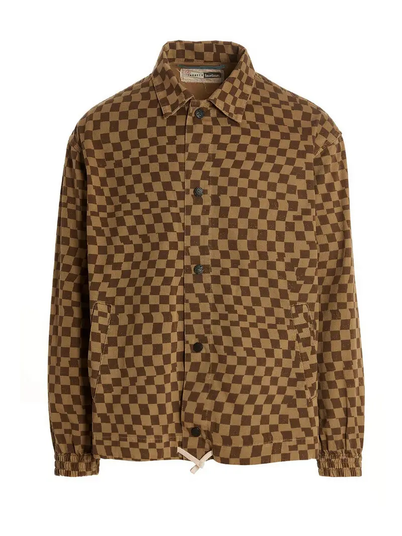 Sovracamicia con stampa a quadri Beige