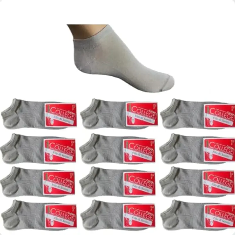 Infinity 12 Paia Calzini Fantasmini In Puro Cotone Filo Di Scozia Elasticizzato Per Uomo (Grigio Perla, 39-42)