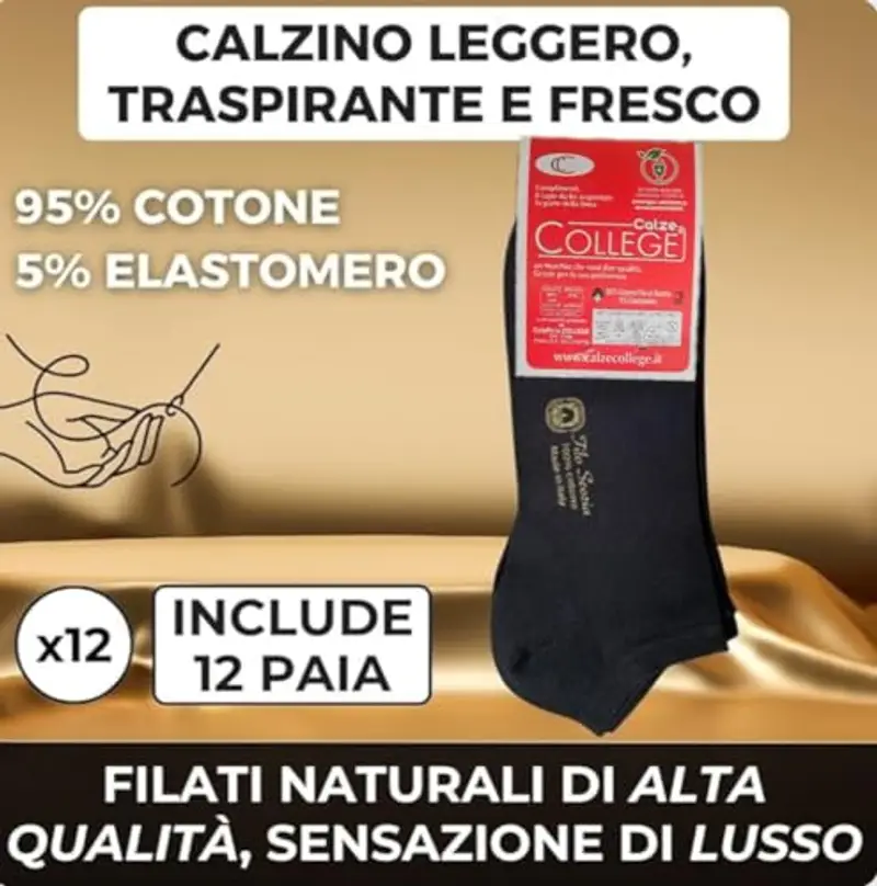 Infinity 12 Paia Calzini Fantasmini In Puro Cotone Filo Di Scozia Elasticizzato Per Uomo (Nero, 43-46) miniatura 2