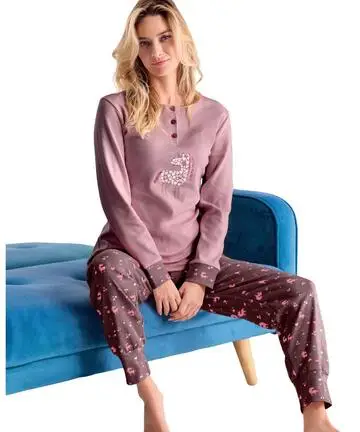 Pigiama donna in jersey di cotone caldo Infiore Magic MGC652824