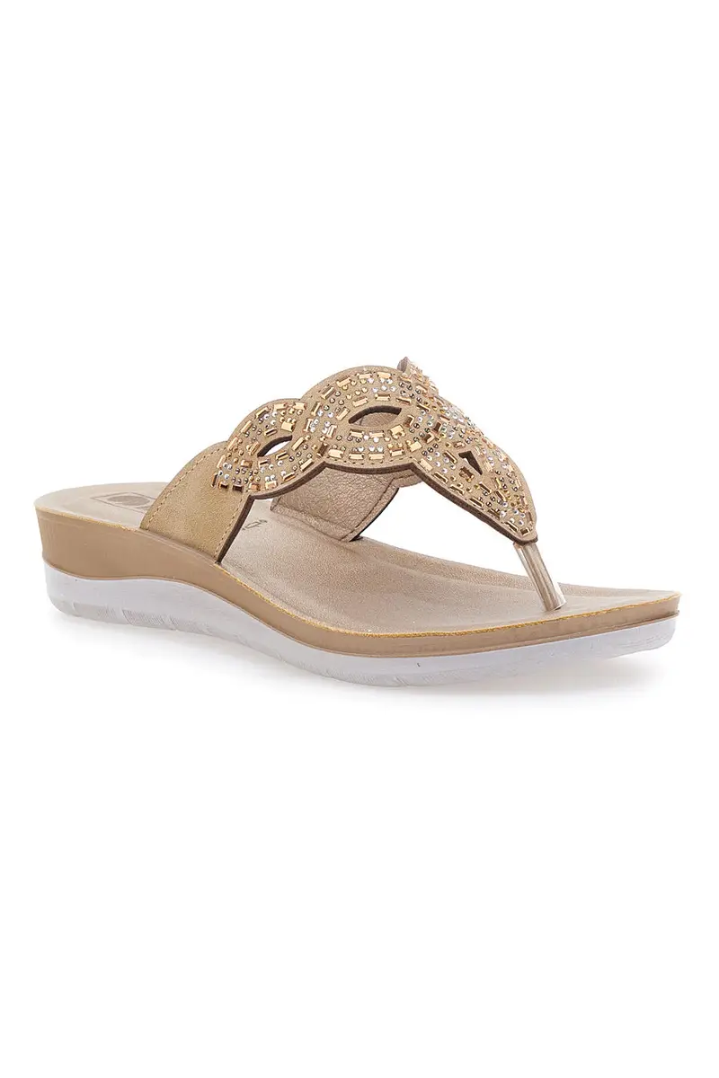 Infradito beige con lavorazione traforata INBLU 44 BV miniatura 2