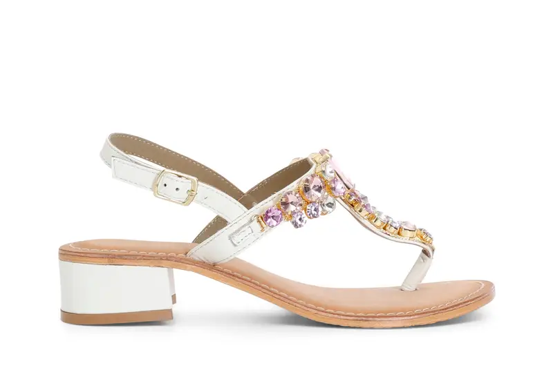 infradito gioiello in pelle bianco