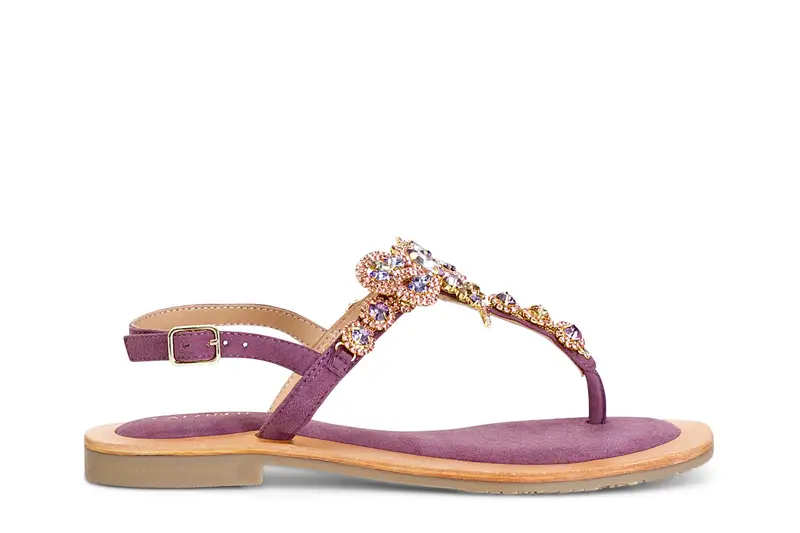 infradito gioiello in pelle scamosciata lilla