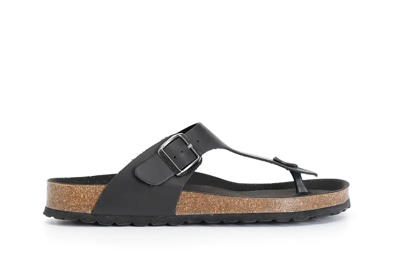 infradito in pelle con fibbia nero 40