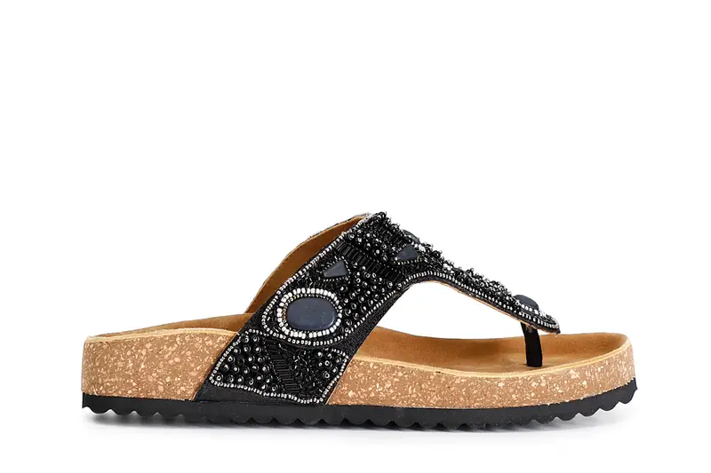 infradito modello ciabatta in sughero e strass degradè multi nero