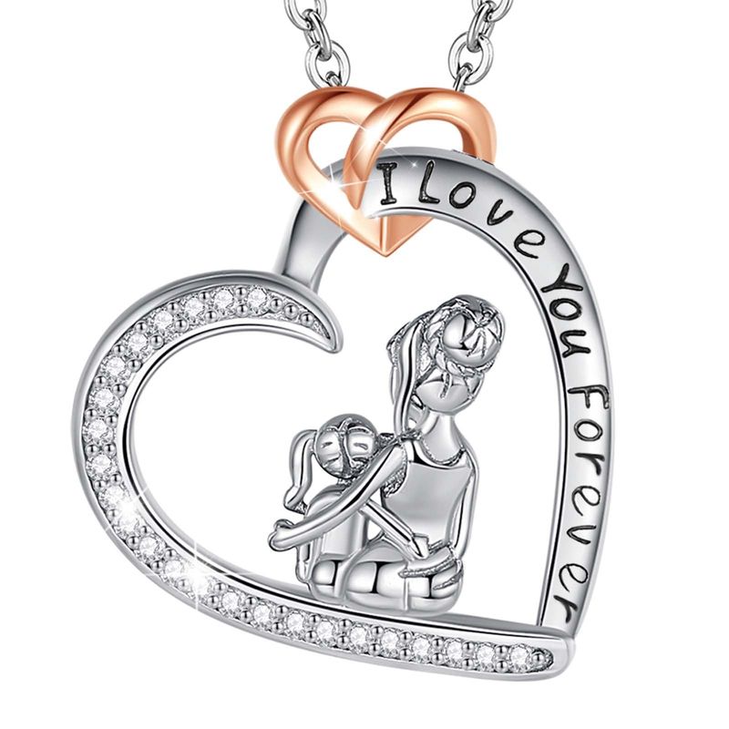 INFUSEU Collana Mamma e Figlia Argento 925