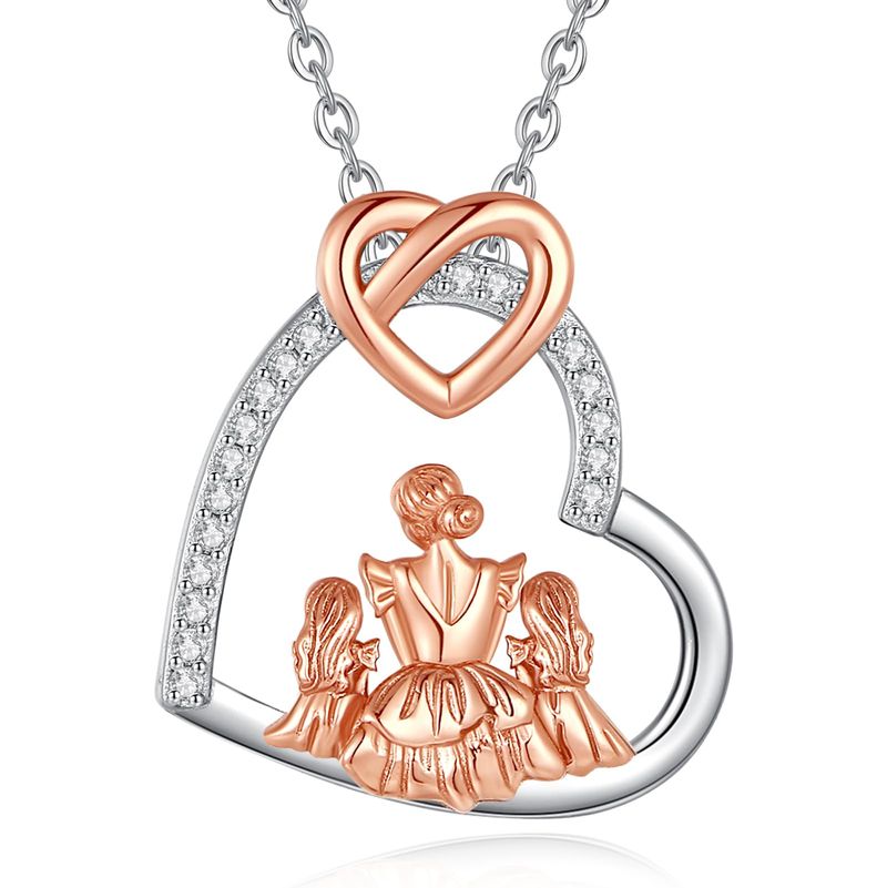 INFUSEU Collana Cuore Oro Rosa