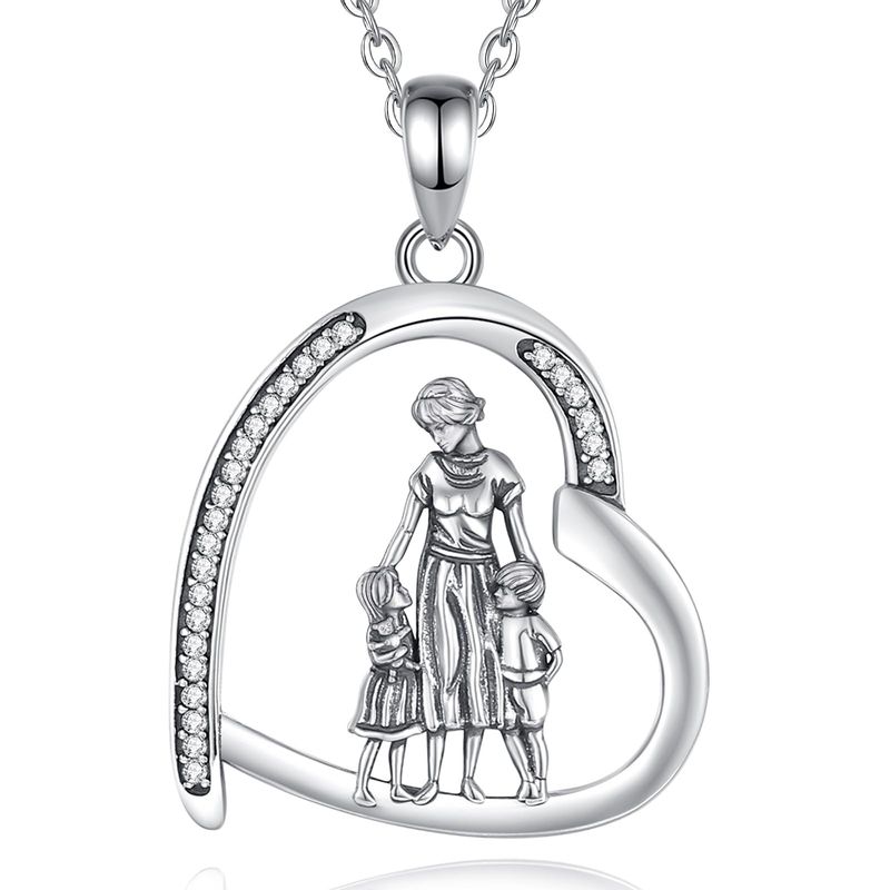 INFUSEU Collana Mamma e Figlio Argento 925 Oro Rosa